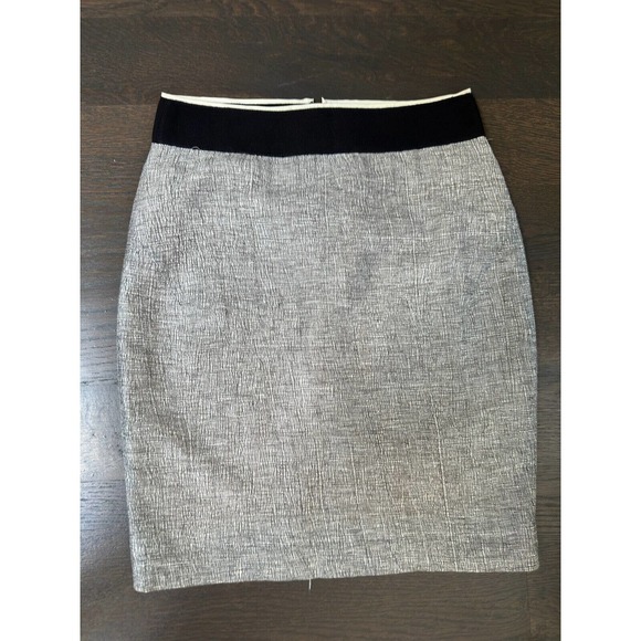 J Crew Ripple Stripe Pencil Skirt Linen Blend in Gray ~ 0 - Picture 3 of 5